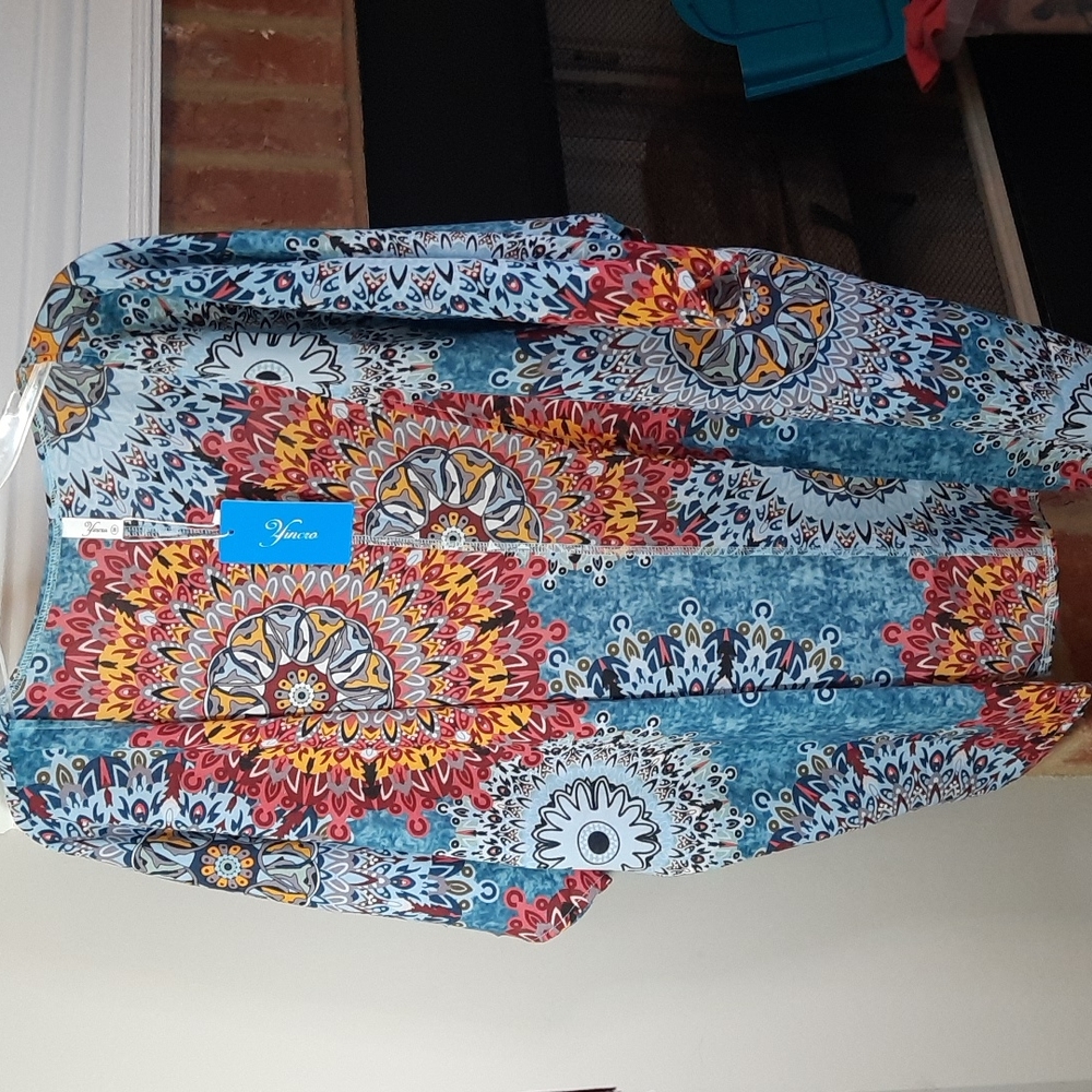 Yincro Geometric & Floral Kimono In Multicolors NWT